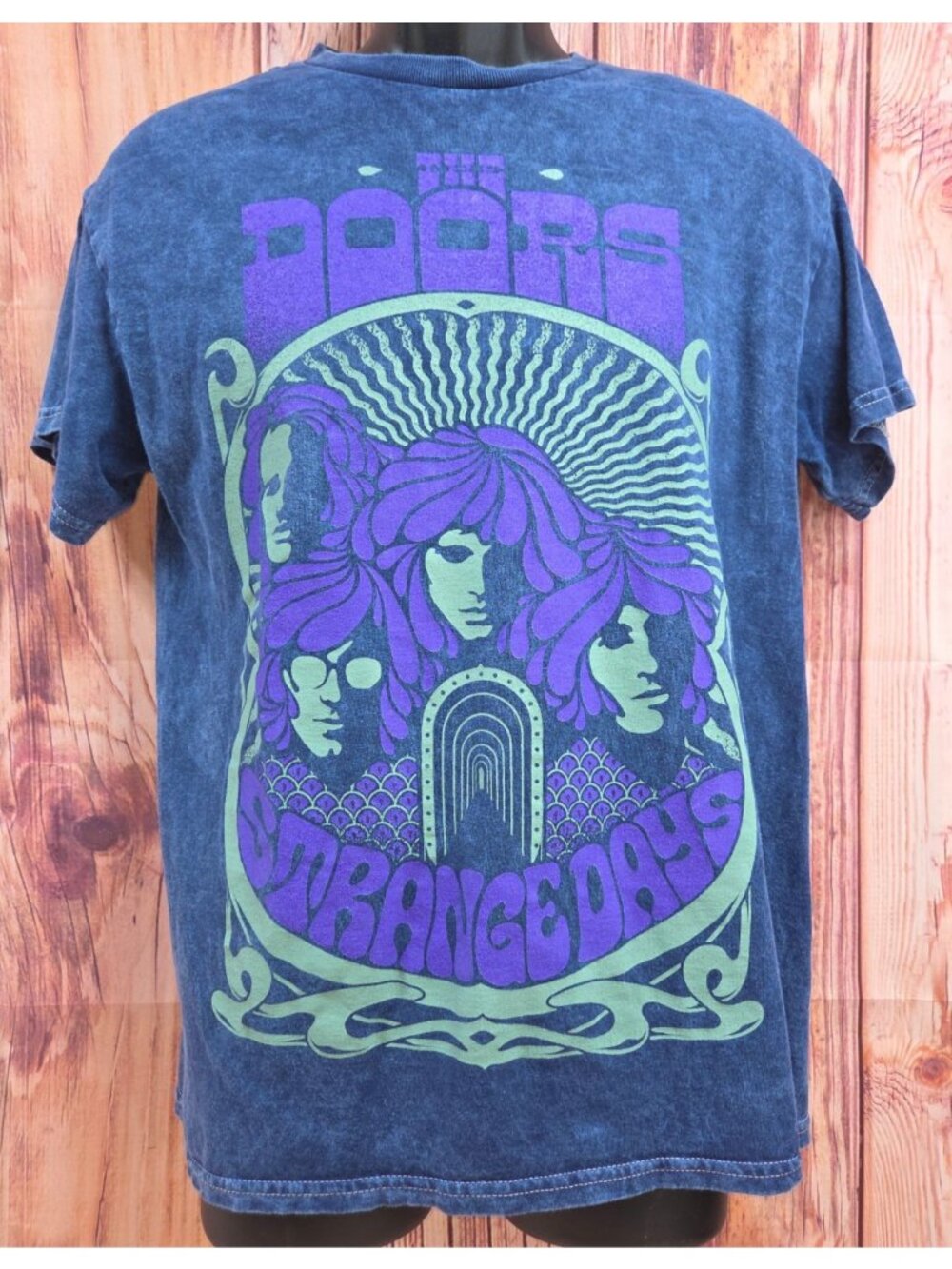 The Doors Vintage Graphic Acid Wash T Shirt Medium Blue Purple 100% Cotton